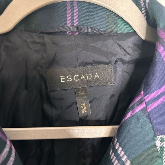 EUC Escada Purple and Green Plaid Cropped Blazer - Picture 5 of 6